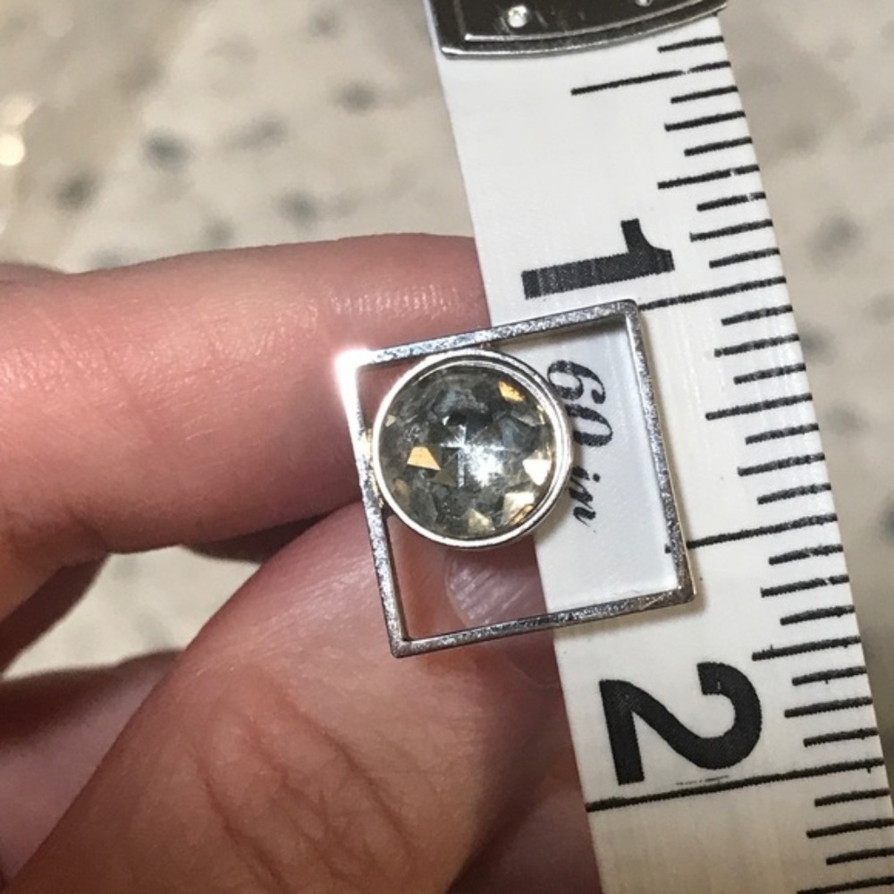 Vintage Crystal MidCentury Modern Silver Cufflinks - Picture 5 of 8